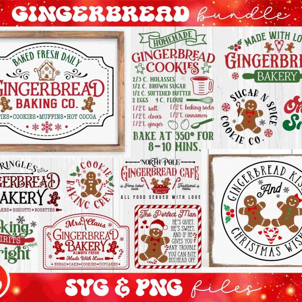 Christmas Gingerbread svg Collection Gingerbread Sign Baking Co Mrs