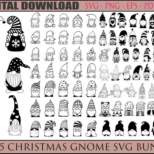 Christmas Gnome Bundle Festive Doodles in svg png and pdf for cricut