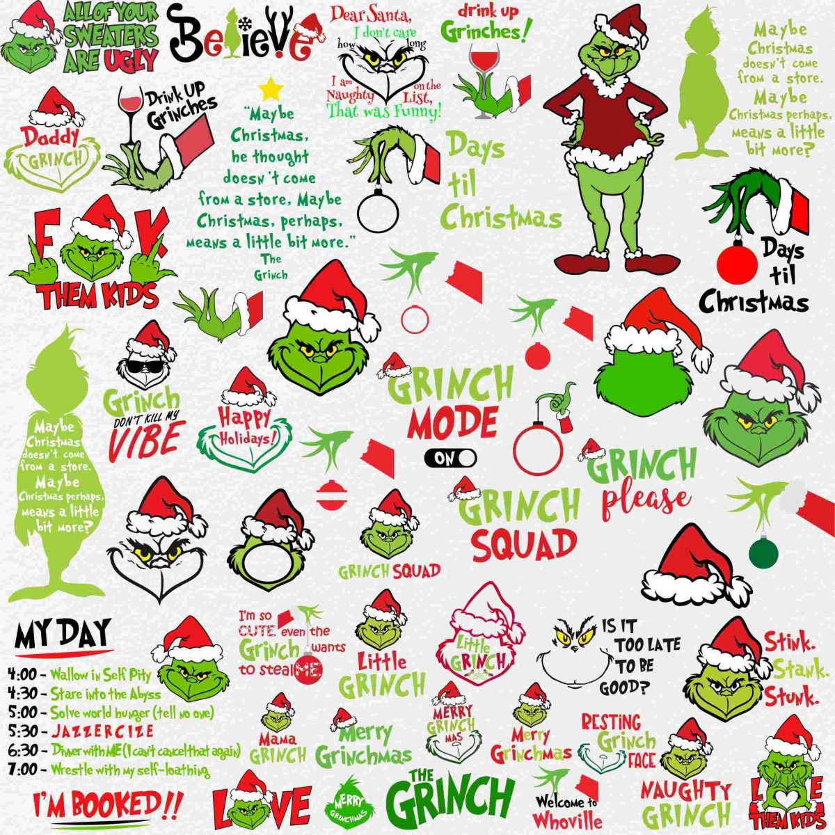 Christmas Grinch Bundle 50 Svg Png Designs for Festive Fun