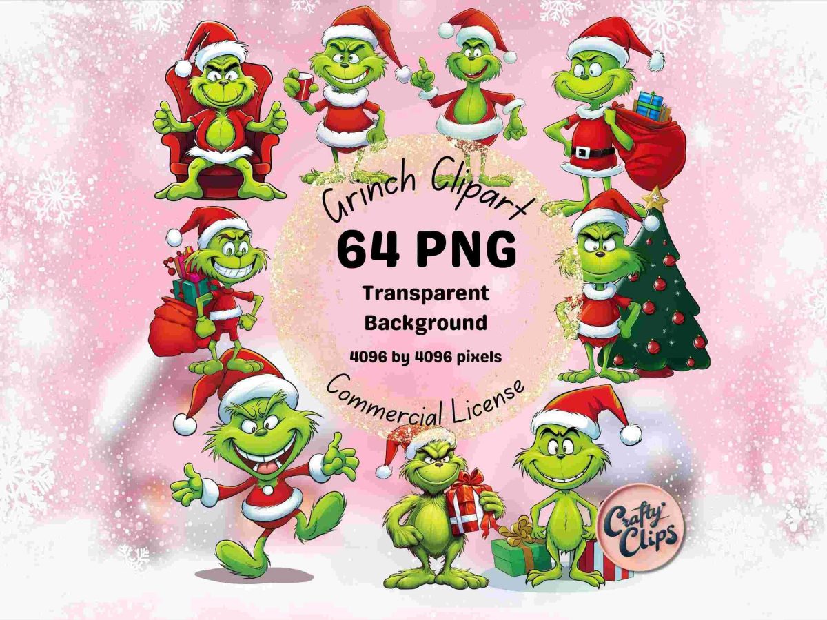 Christmas Grinch Clipart PNG Digital Downloads for Commercial Use