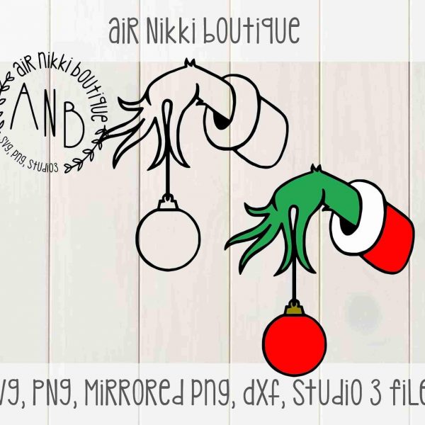 Christmas Grinch Hand SVG PNG DXF Studio 3 Cut Files Instant Download