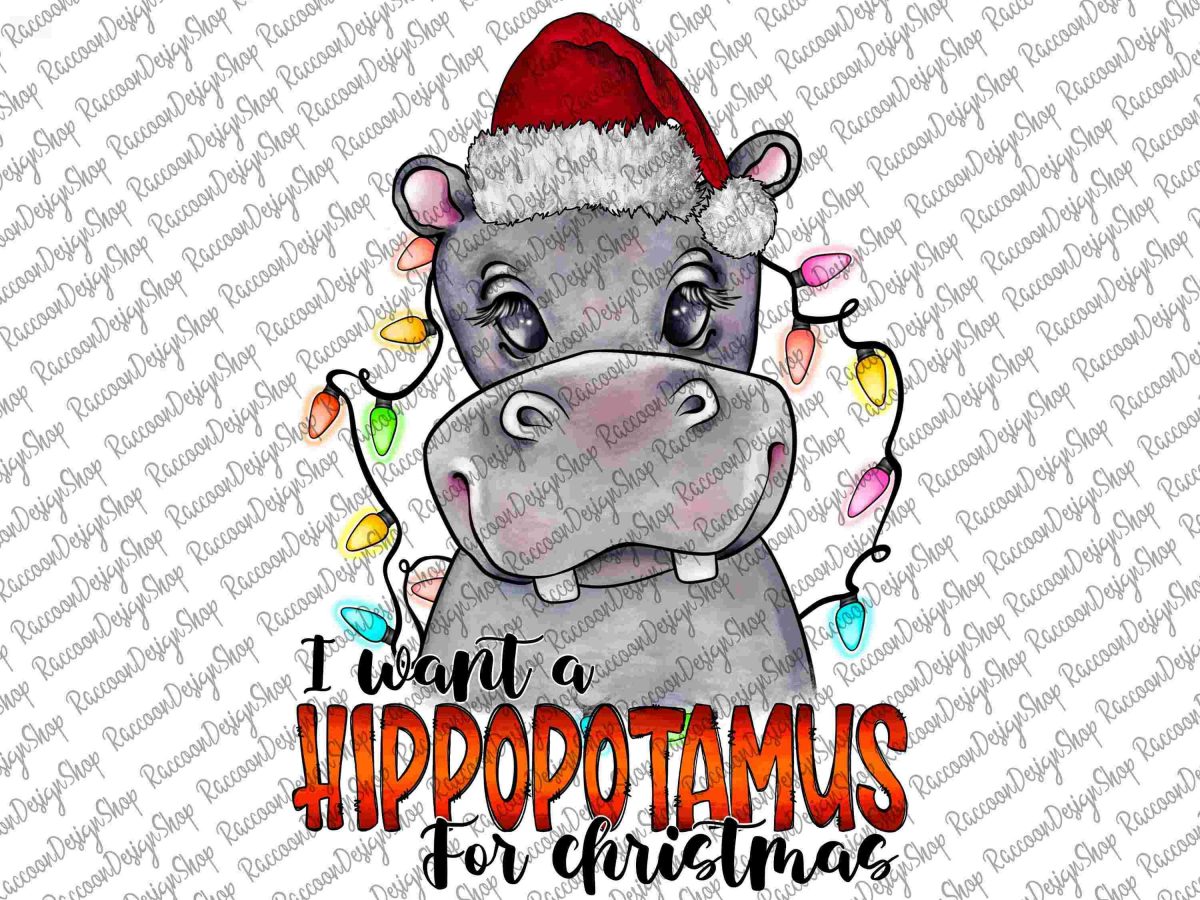 Christmas Hippo SVG Festive Digital Download for Sublimation Graphics