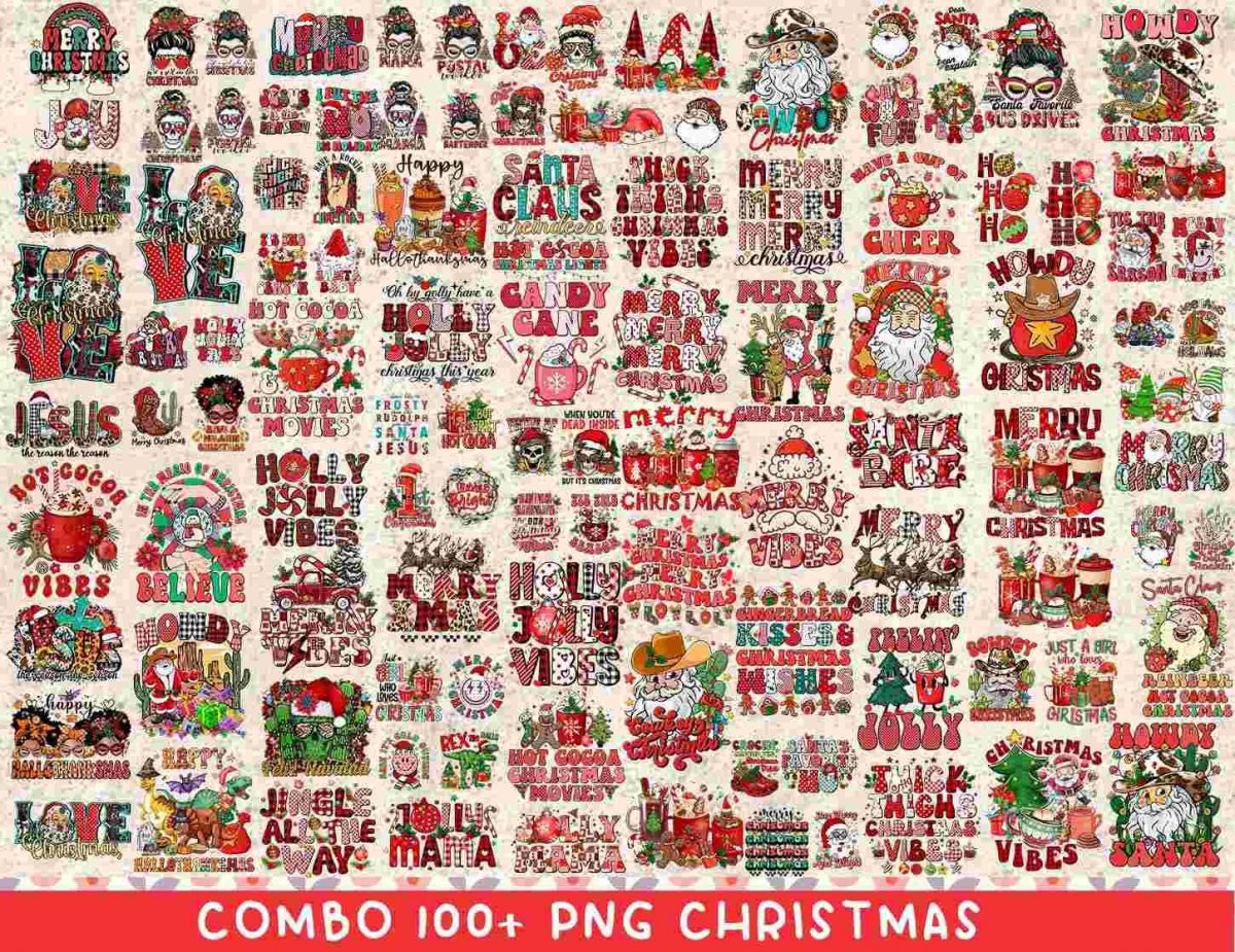 Christmas PNG Bundle Festive Santa Western Designs for Sublimation