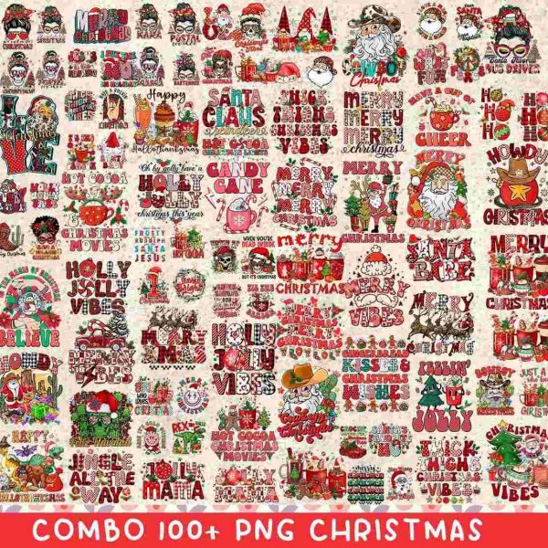 Christmas PNG Bundle Festive Santa Western Designs for Sublimation