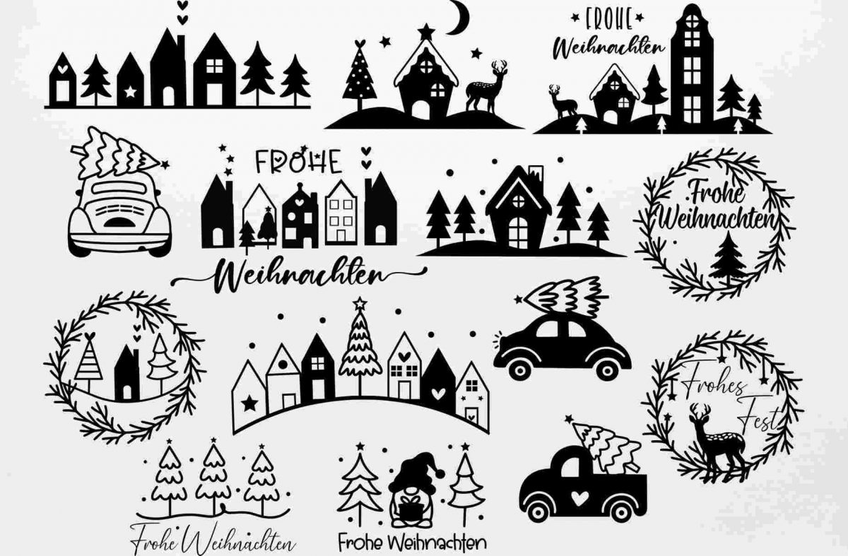 Christmas Scene SVG PNG Bundle for Home Crafting with German