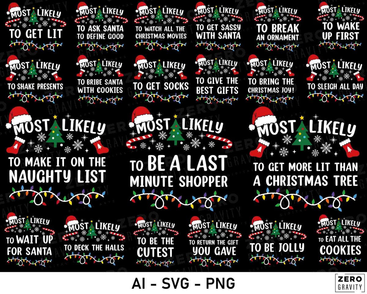 Christmas Shirt Svg Bundle Top 50 Most Likely to Christmas Designs