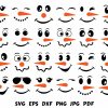 Christmas Snowman Faces Clipart SVG PNG Files