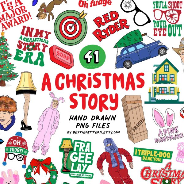 Christmas Story Clipart Bundle 80s VHS Movie Quotes SVG PNG Set