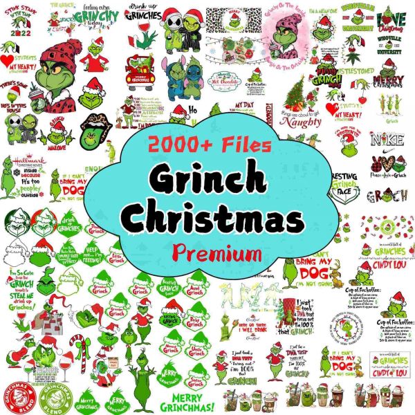 Christmas SVG and PNG Bundle Grinch Clipart for Cricut Silhouette