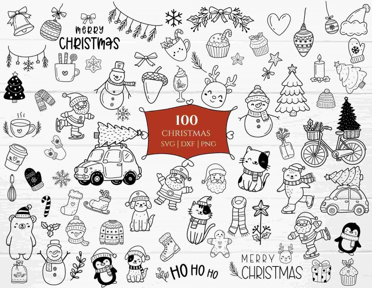 Christmas SVG Bundle 100 Holiday Designs for Cricut Silhouette Tree