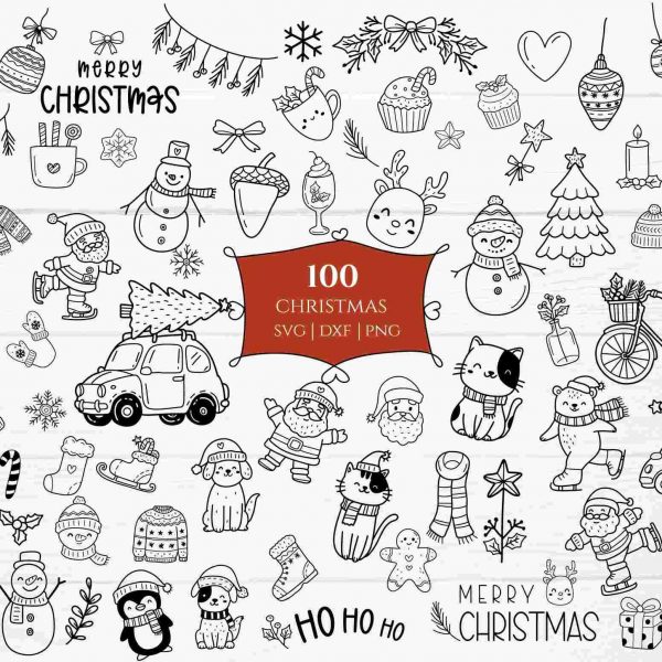 Christmas SVG Bundle 100 Holiday Designs for Cricut Silhouette Tree