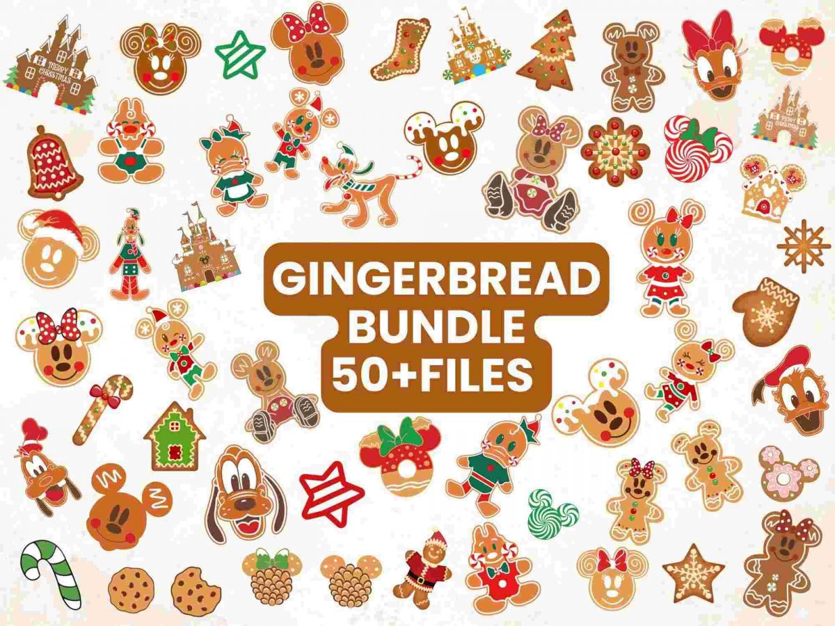 Christmas SVG Bundle Festive Doodles Cute Gingerbread Pink Delights