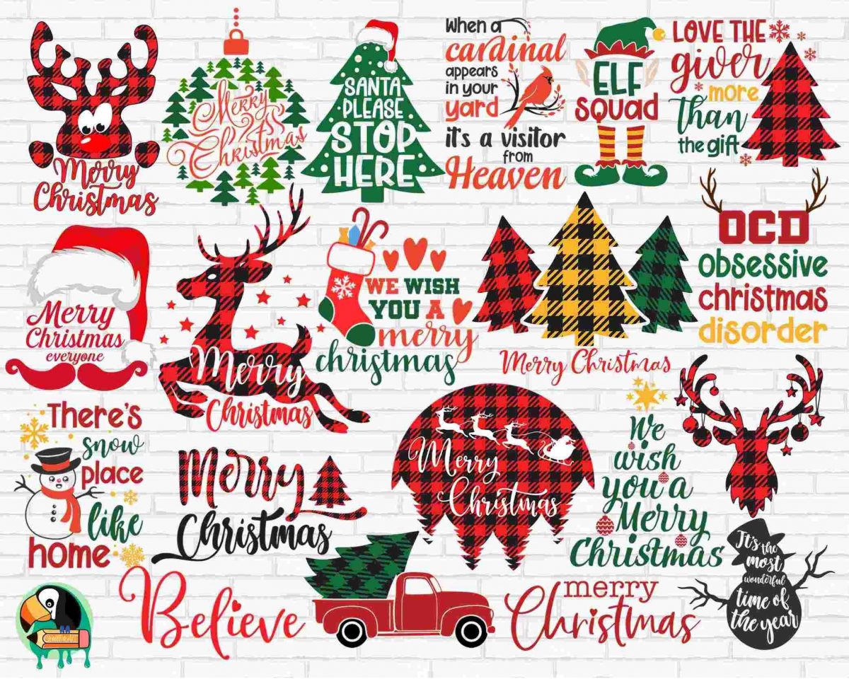 Christmas SVG Bundle for Shirts Winter Buffalo Plaid Cut Files