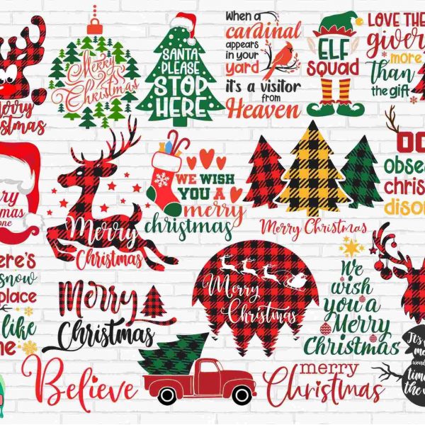 Christmas SVG Bundle for Shirts Winter Buffalo Plaid Cut Files