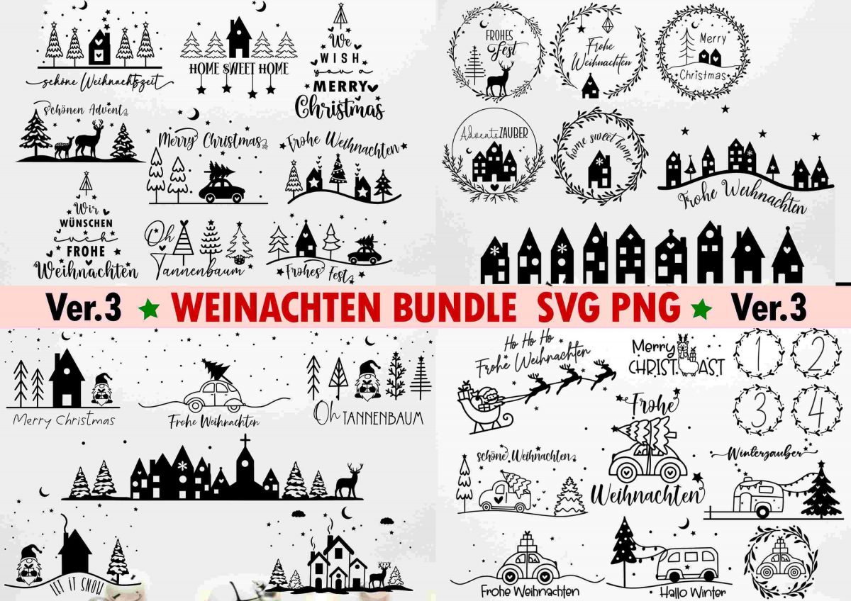 Christmas SVG Bundle German Holiday Scenes and Designs