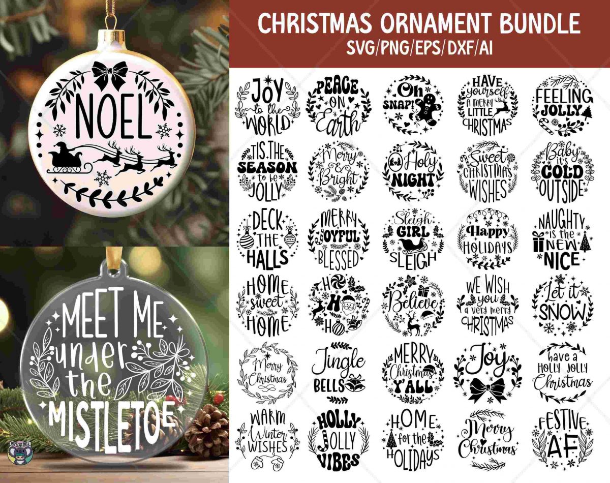 Christmas SVG Bundle Round Ornaments Tree Decor Circle Signs Festive