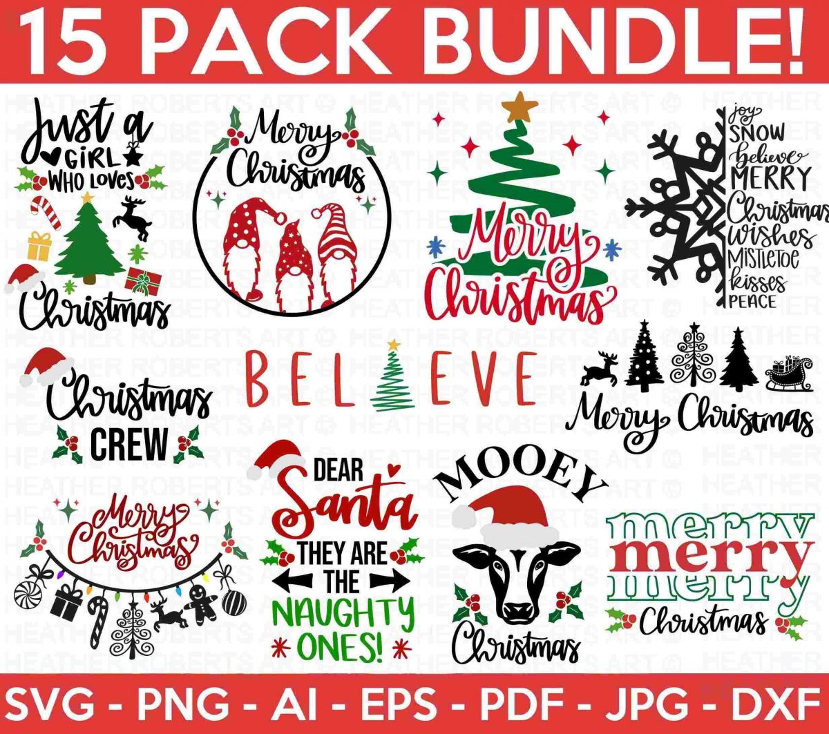 Christmas SVG Bundle Winter Holiday Designs for Cricut