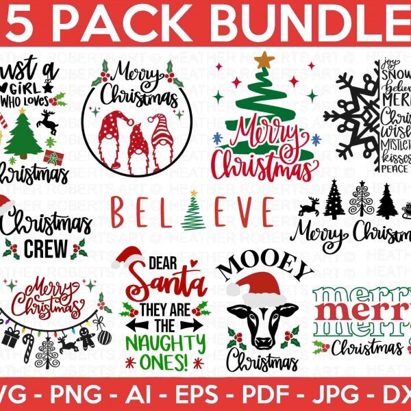 Christmas SVG Bundle Winter Holiday Designs for Cricut