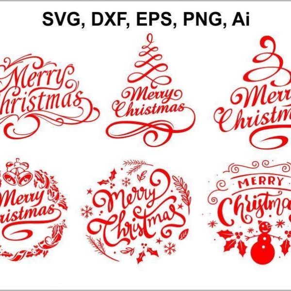 Christmas SVG Clipart Instant Download Merry Christmas EPS PNG AI DXF