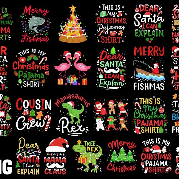 Christmas SVG PNG Bundle Festive Shirt Pajama Designs