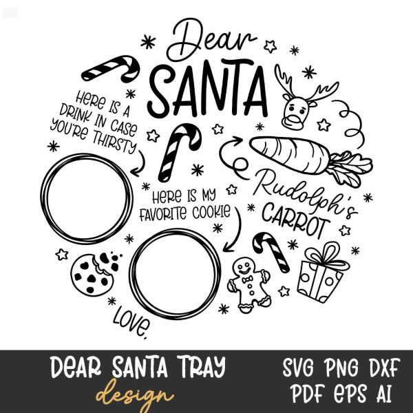 Christmas Tray and Plate SVG Set for Santa Milk and Cookies Instant