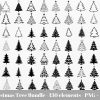 Christmas Tree Bundle 130 SVGs Black White Clipart Silhouettes for