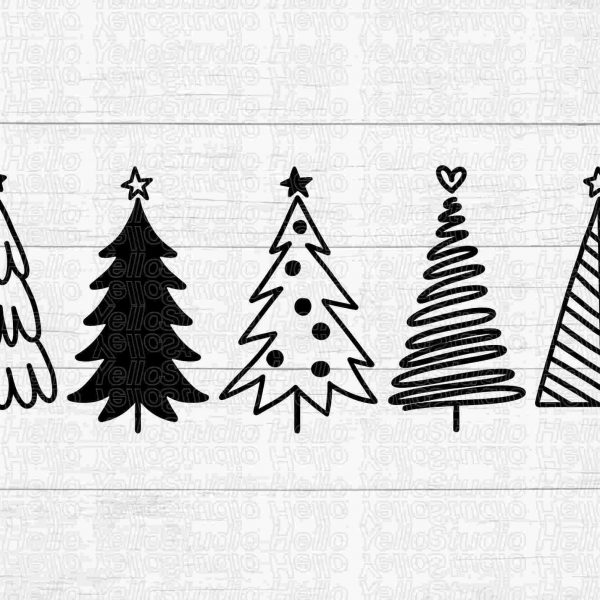 Christmas Tree Bundle Festive Svg Png Clipart for Cricut Silhouette