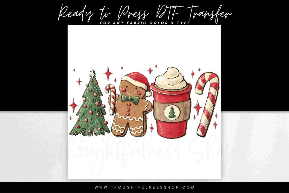 Christmas Tree Coffee Tshirt Transfer DTF Gingerbread Latte SVG