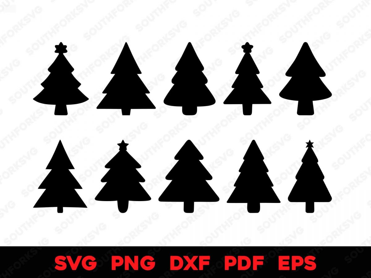 Christmas Tree Silhouettes Pack 1 svg png dxf eps pdf vector