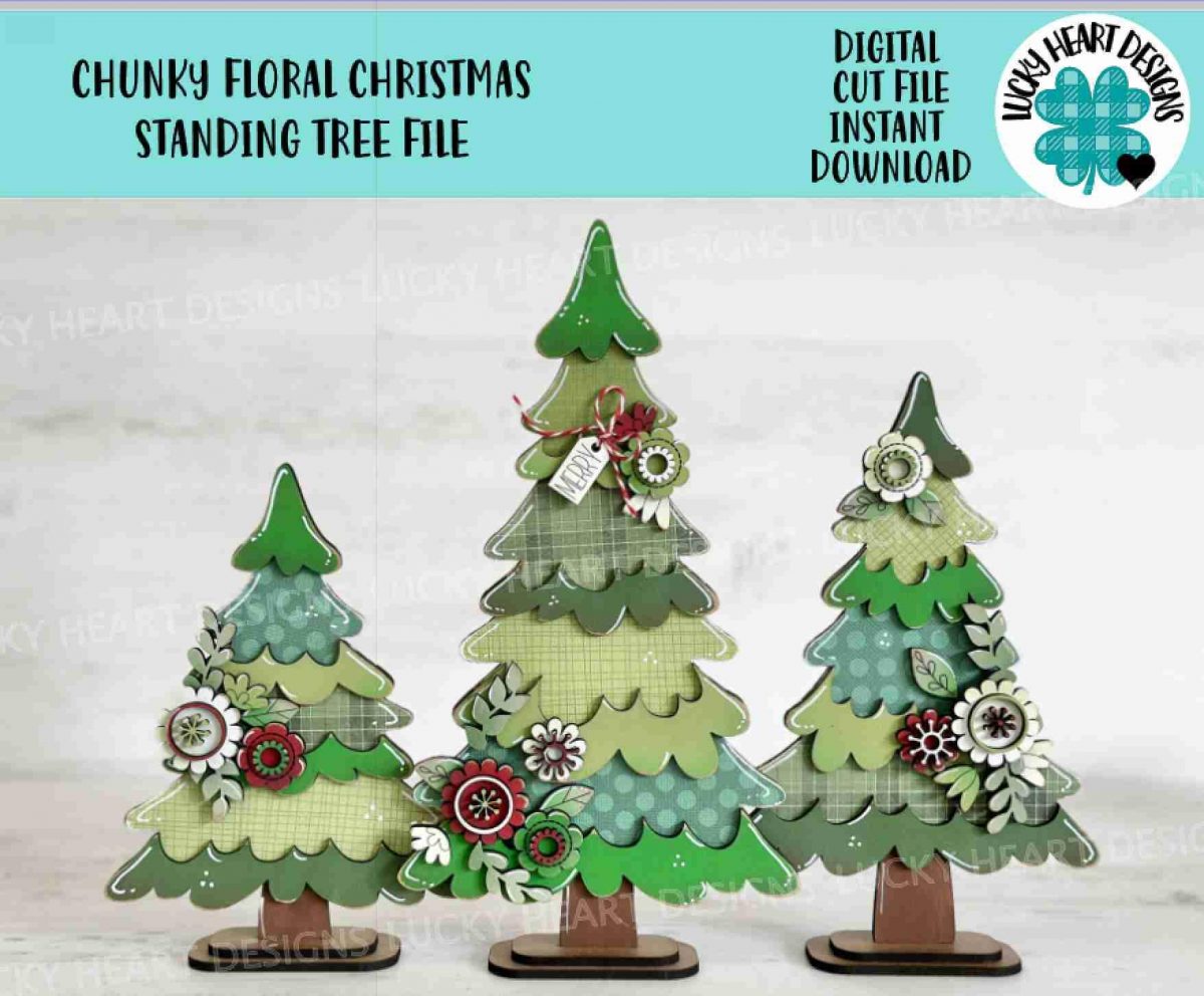 Christmas Tree SVG Chunky Floral Stand Flower Mantle Decor