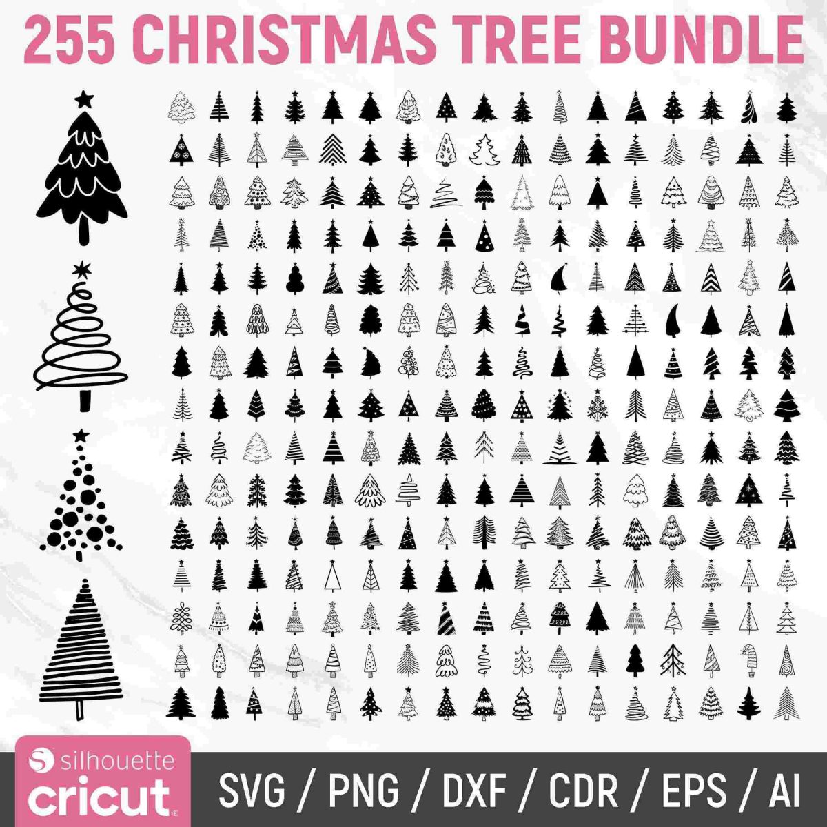 Christmas Tree Svg Collection Festive Clipart Ornaments Silhouettes