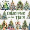 Christmas Tree Watercolor Clipart Handpainted Tree Illustrations