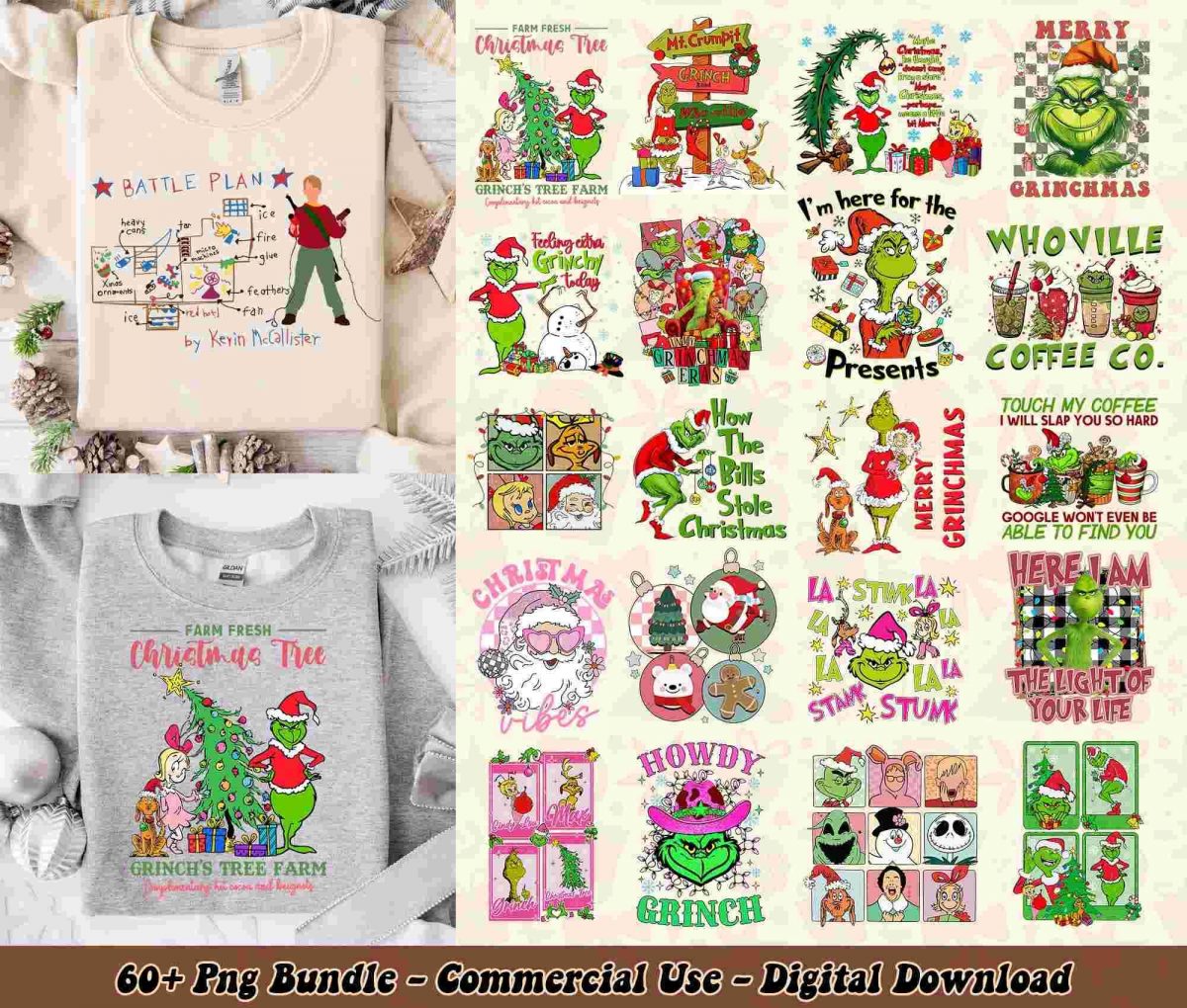 Christmas Tshirt Designs 60 Movie Png Bundle with Cartoon Sublimation