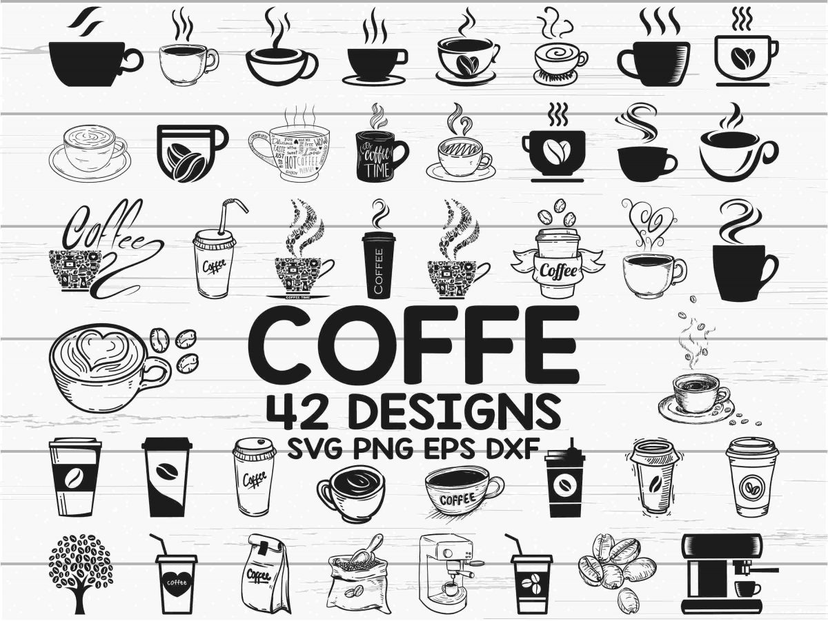 Coffee cup svg decal stencil vinyl iron on silhouette circut cuttable