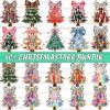 Colorful Coquette glitter Christmas png, Girls Christmas tree design, dtf Christmas girls winter png, santa design bow acrylic brushstroke