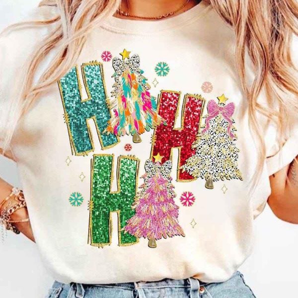 Colorful Coquette Glitter Christmas Tree Png, Ho Ho Ho Christmas Tree Girly, Bright Color Christmas Coquette Bow Dalmatian Dots, brushstroke