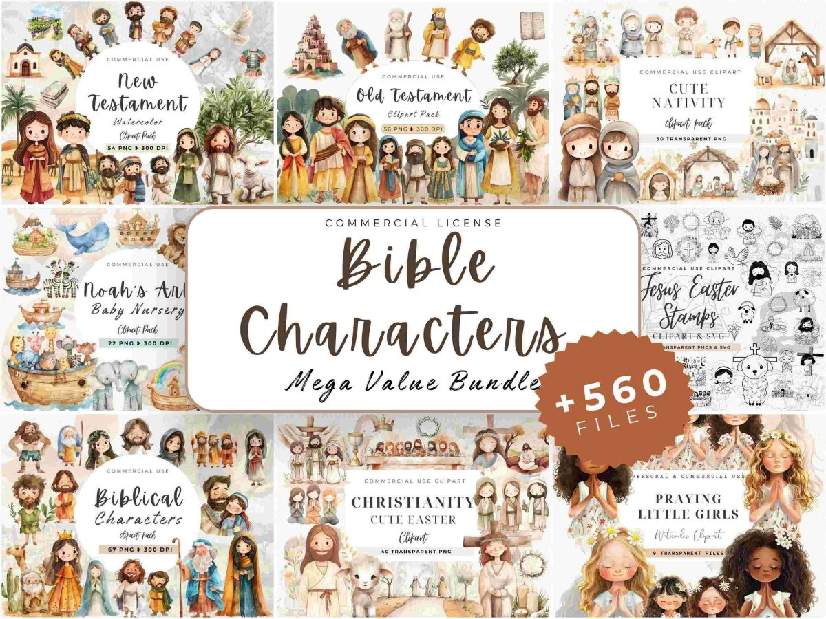 Complete Bible Story Clipart Bundle Characters Stories Nativity Xmas