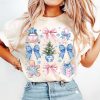 Coquette Chinoiserie Christmas Png, Christmas Toile Png, Blue Floral Bow, Grandmillenial Christmas PNG, Preppy Christmas, Pastel Christmas