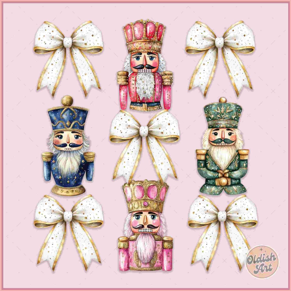 Coquette Glitter Nutcracker Friends PNG, Coquette png, Glitter bow png,Christmas PNG sublimation, Coquette Christmas png, Gold Christmas Png