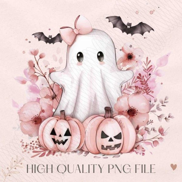 Coquette Pink Ghouls SVG Spooky Ghost Autumn Sublimation Design Fall