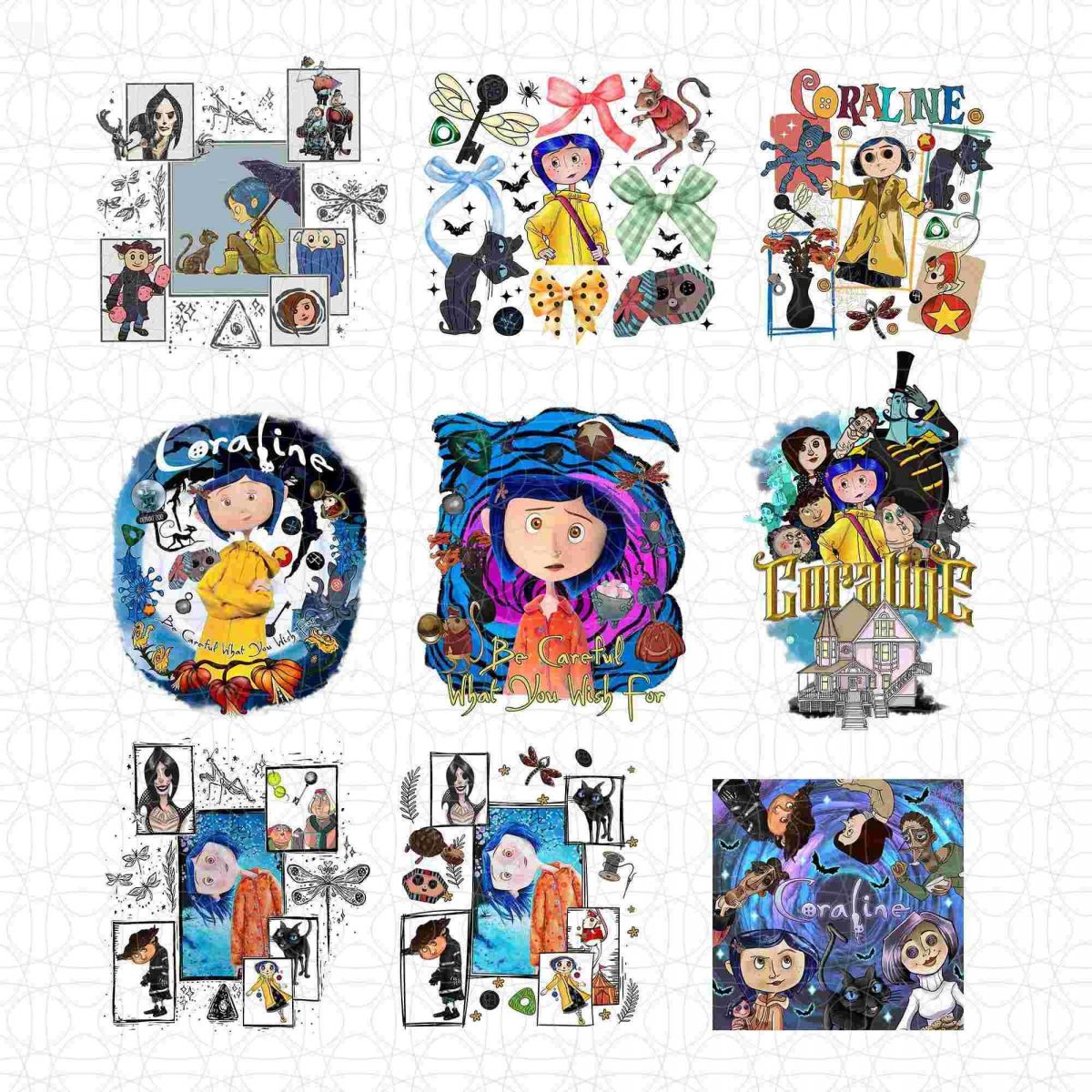 Coraline Halloween SVG Bundle Movie Horror Fan PNGs