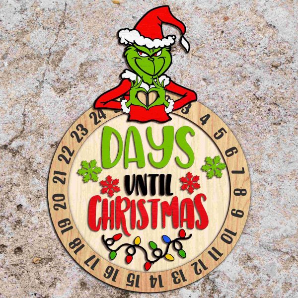 Countdown to Christmas Festive Cartoon svg Calendar Sign Laser Cut