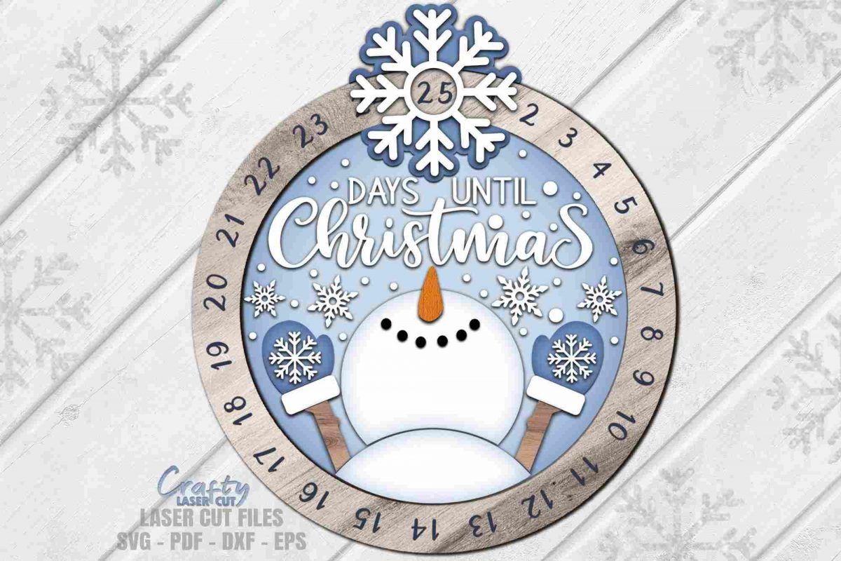 Countdown to Christmas Snowman Snowflake SVG Laser Cut Files