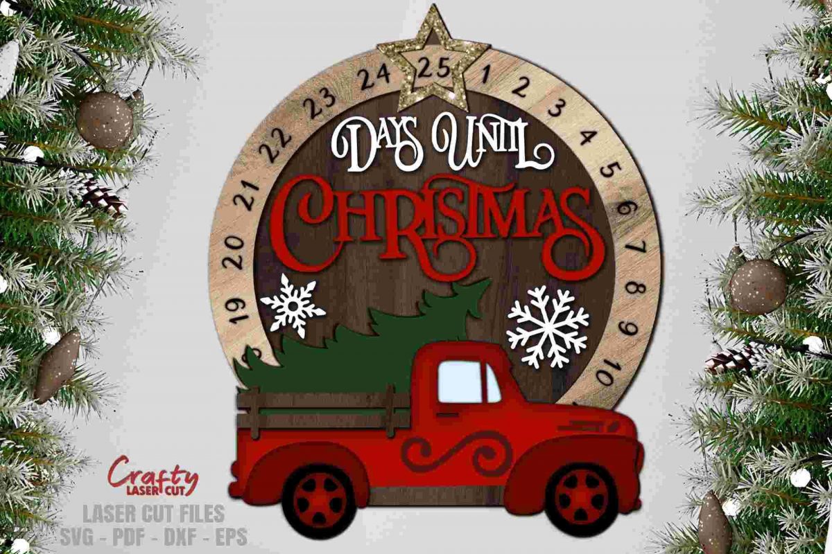 Countdown to Christmas Tree Truck SVG Laser Cut Glowforge Files