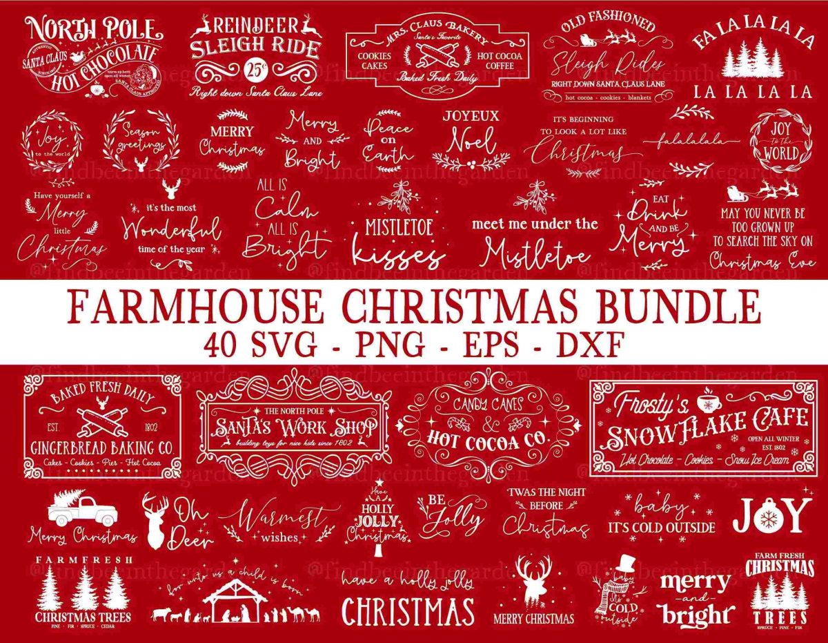 Cozy Farmhouse Christmas SVG Bundle Signs Decor Santa PNG for Cricut