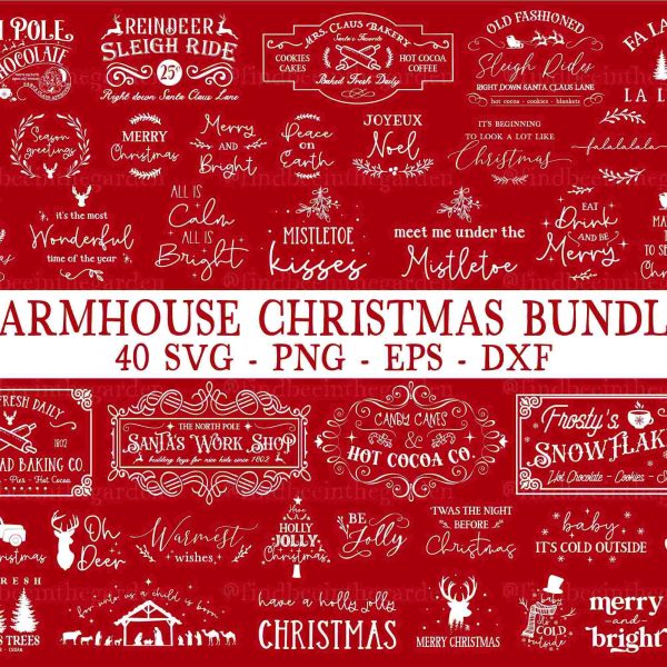 Cozy Farmhouse Christmas SVG Bundle Signs Decor Santa PNG for Cricut