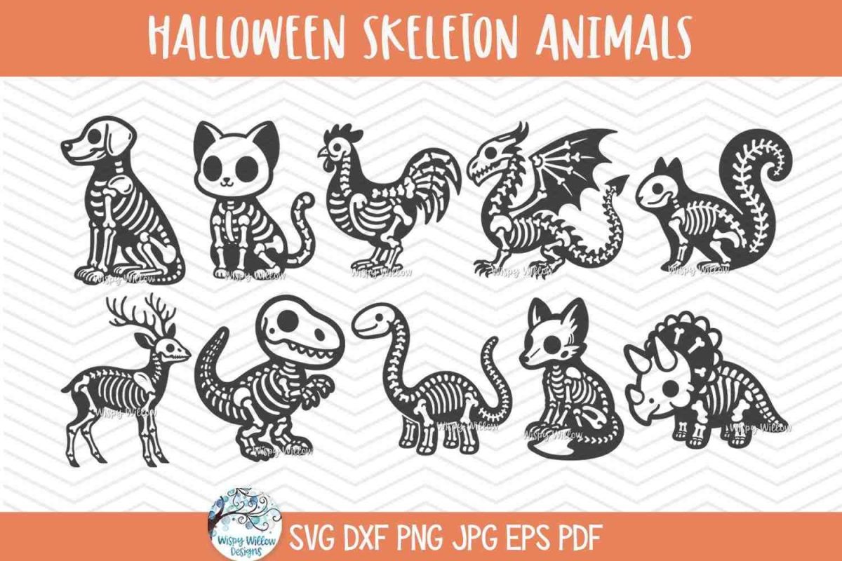 Creative Animal Bone SVG Set for Cricut Dog Cat Rooster Dragon Dino