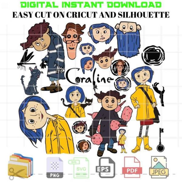 Creepy Coraline Cartoon Characters SVG Pack for Cricut Silhouette