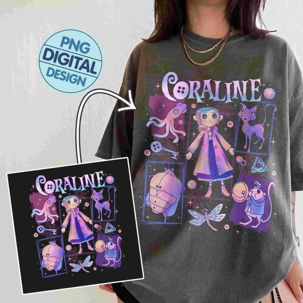 Creepy Coraline Halloween SVG PNG Digital Art Horror Cartoon Shirt