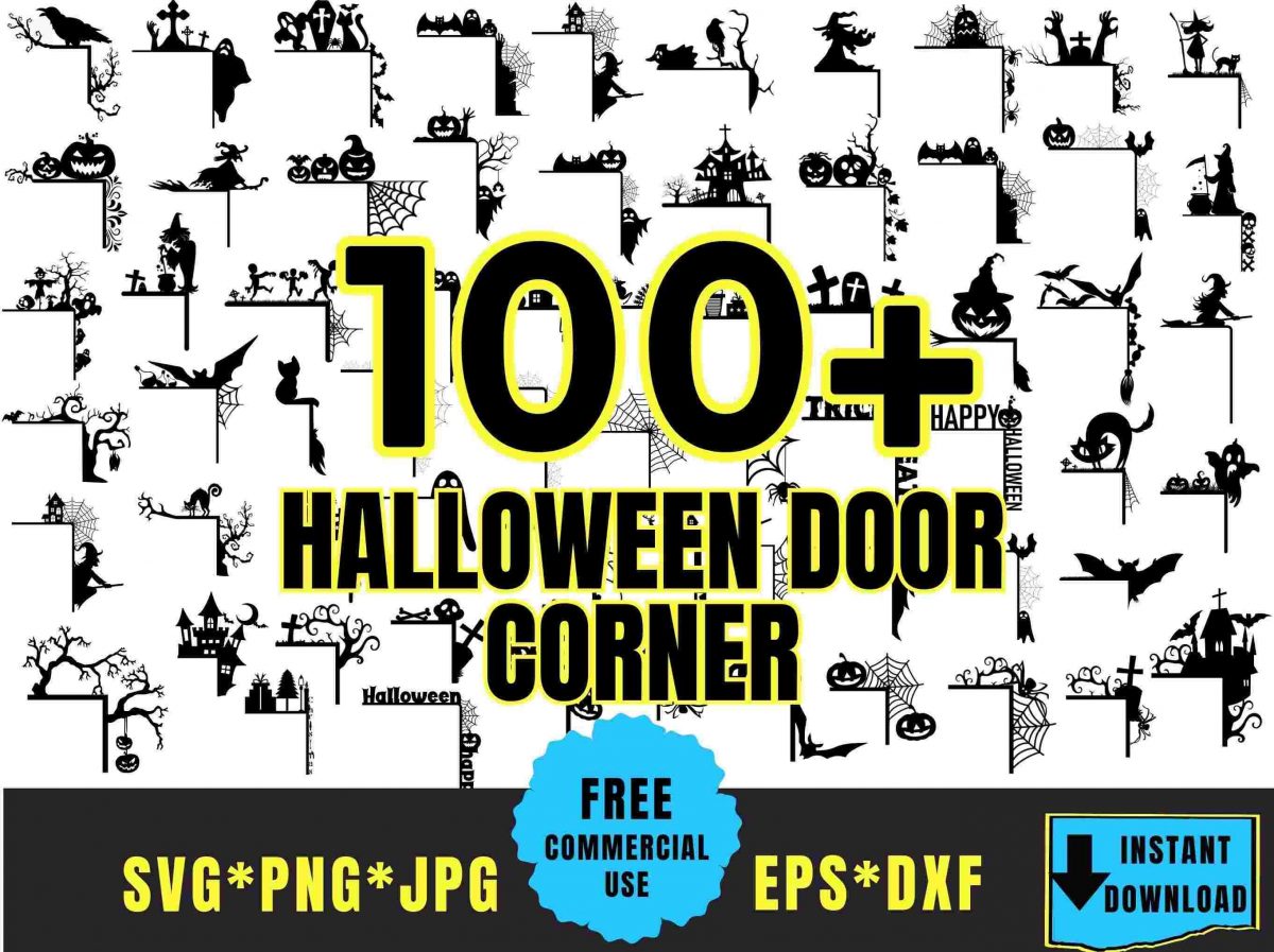 Creepy Halloween Door Corner Trim SVG for Spooky Home Decor